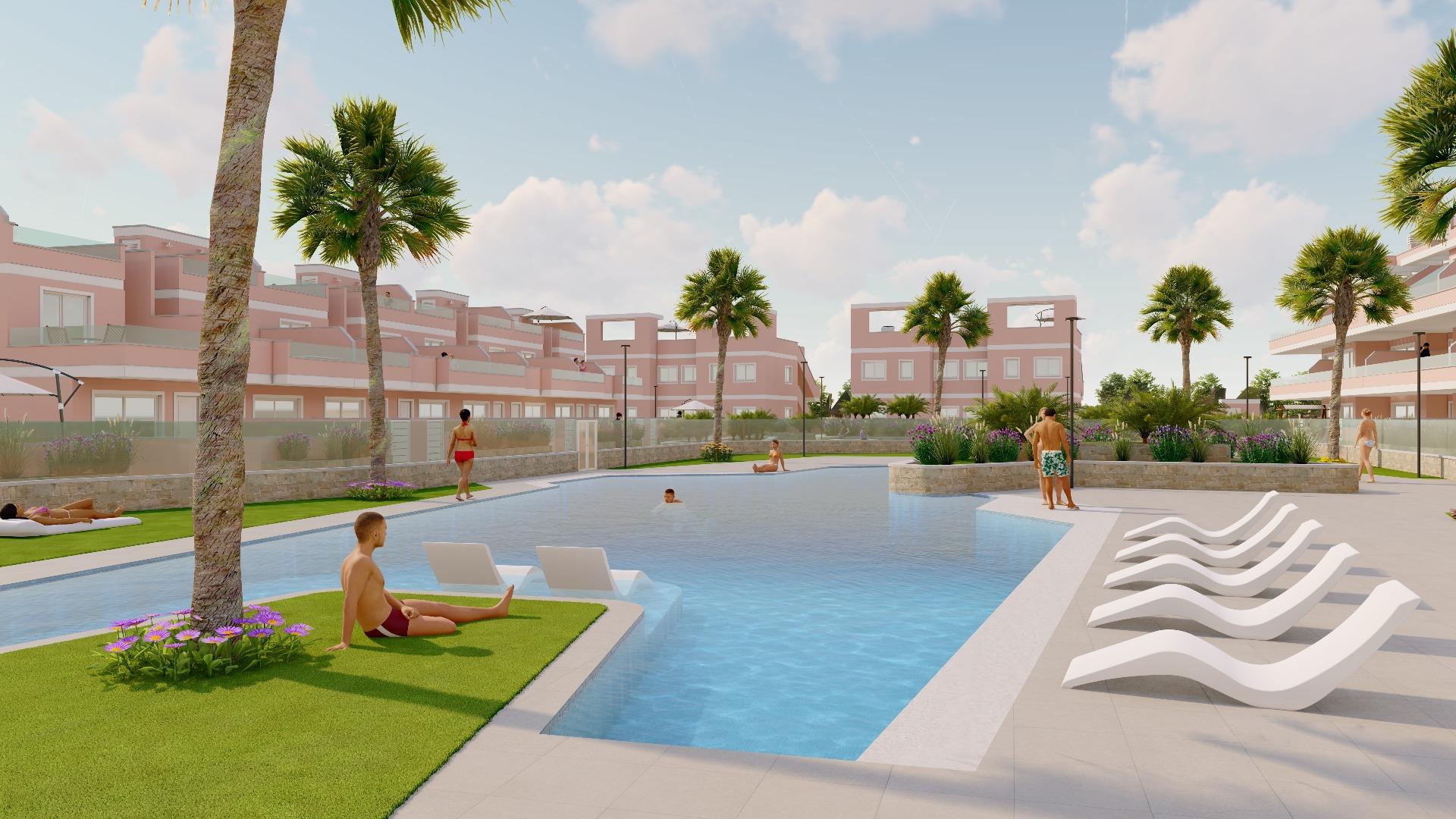 BUNGALOWS DE OBRA NUEVA EN PILAR DE LA HORADADA CON JARDIN DE 57 M2 Y TERRAZA DE 33 M2. GARAJE INCLUIDO. 3 DORM. 2 BAÑOS.