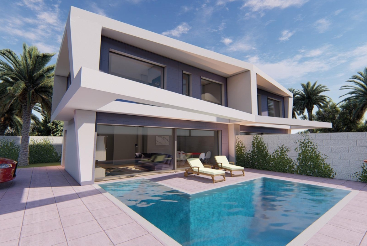 NEW BUILD IN GRAN ALACAN! SEMI-DETACHED VILLAS MODEL LINDA. 3 BEDROOMS. 3 BATHROOMS. WITH PARKING AND POOL.