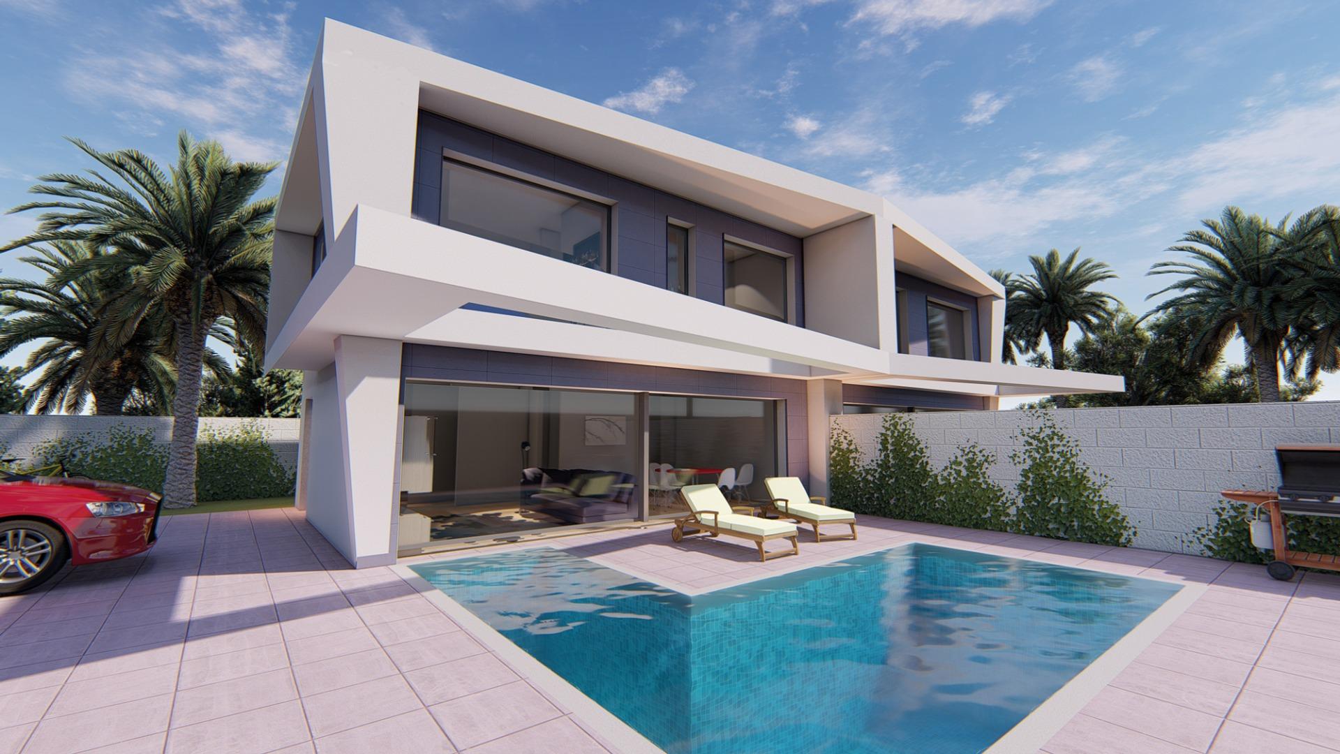 NEW BUILD IN GRAN ALACAN! SEMI-DETACHED VILLAS MODEL LINDA. 3 BEDROOMS. 3 BATHROOMS. WITH PARKING AND POOL.
