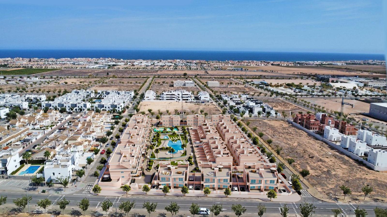 BUNGALOWS DE OBRA NUEVA EN PILAR DE LA HORADADA CON JARDIN DE 57 M2 Y TERRAZA DE 33 M2. GARAJE INCLUIDO. 3 DORM. 2 BAÑOS.