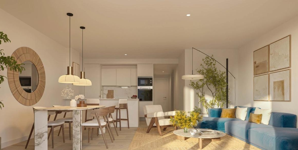 Newly built sustainable homes next to the sea