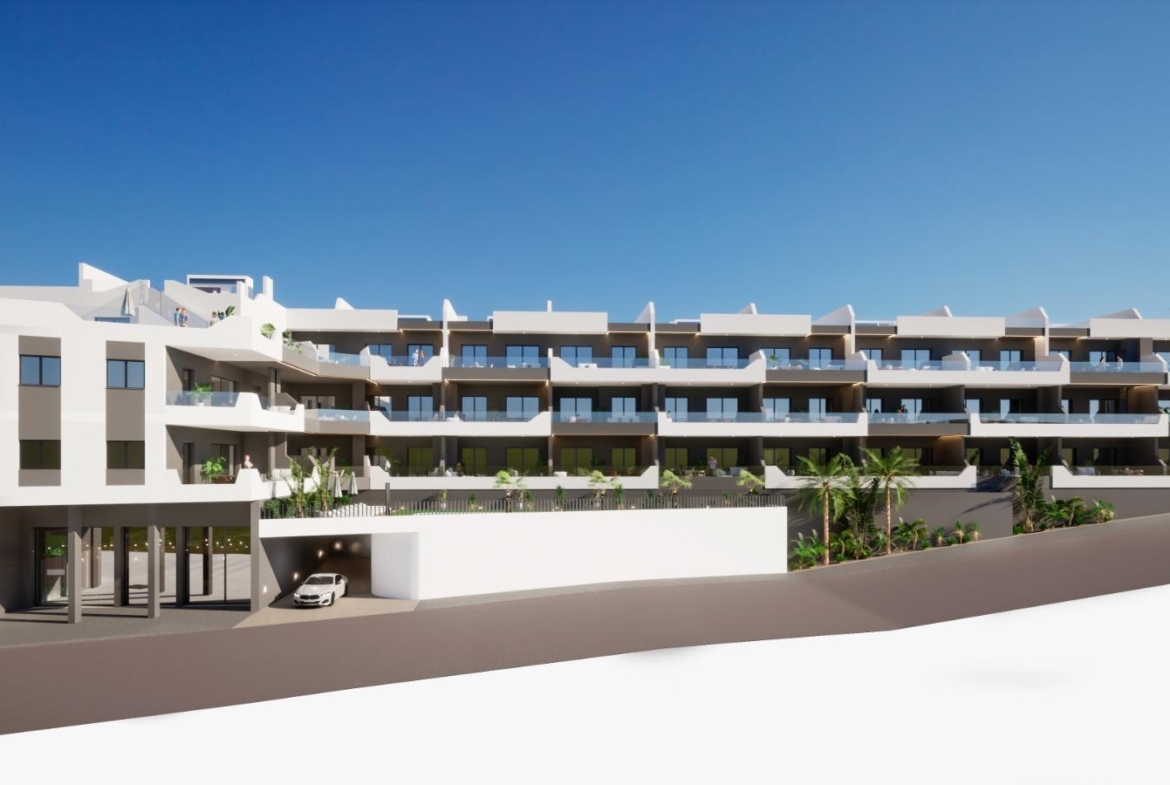OBRA NUEVA. RESIDENCIAL PRIVADA EN BENIJOFAR. 2 DORM. 2 BAÑOS. TERRAZA 16 M2. PISCINA.