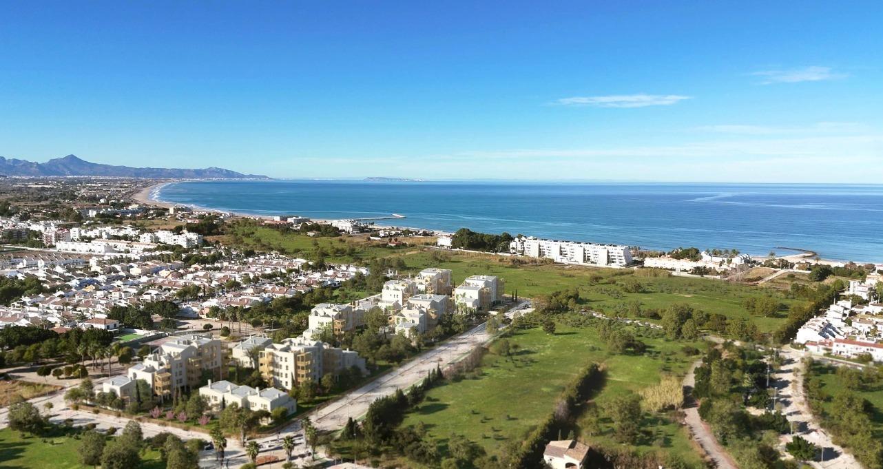 Newly built sustainable homes next to the sea