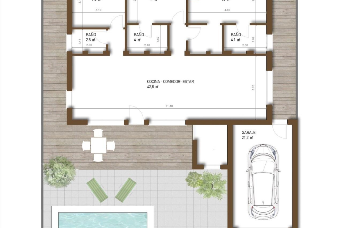 VILLA DE LUJO EN (LA PINILLA) MURCIA. PISCINA. 3 DORM. 4 BAÑOS. PARCELA 300 M2. OPLOSMIDDEL 100 M2.