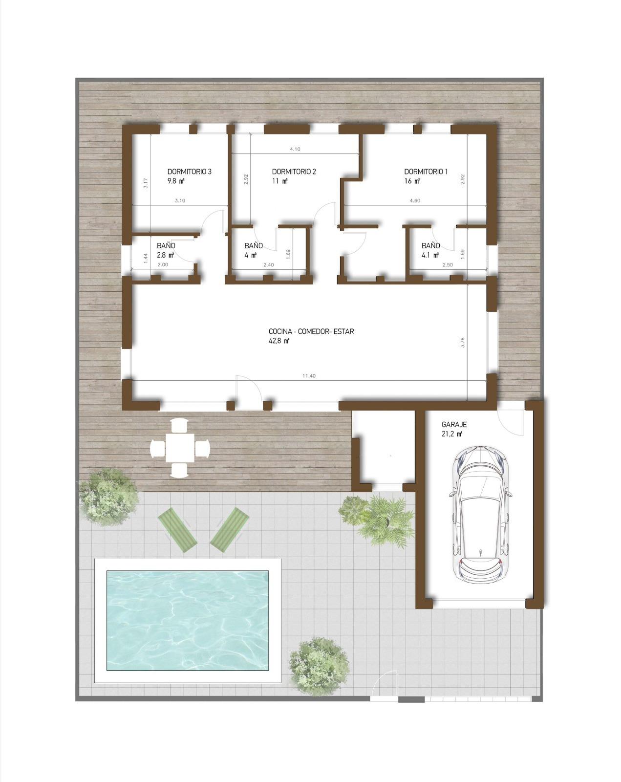 VILLA DE LUJO EN (LA PINILLA) MURCIA. PISCINA. 3 DORM. 4 BAÑOS. PARCELA 300 M2. OPLOSMIDDEL 100 M2.