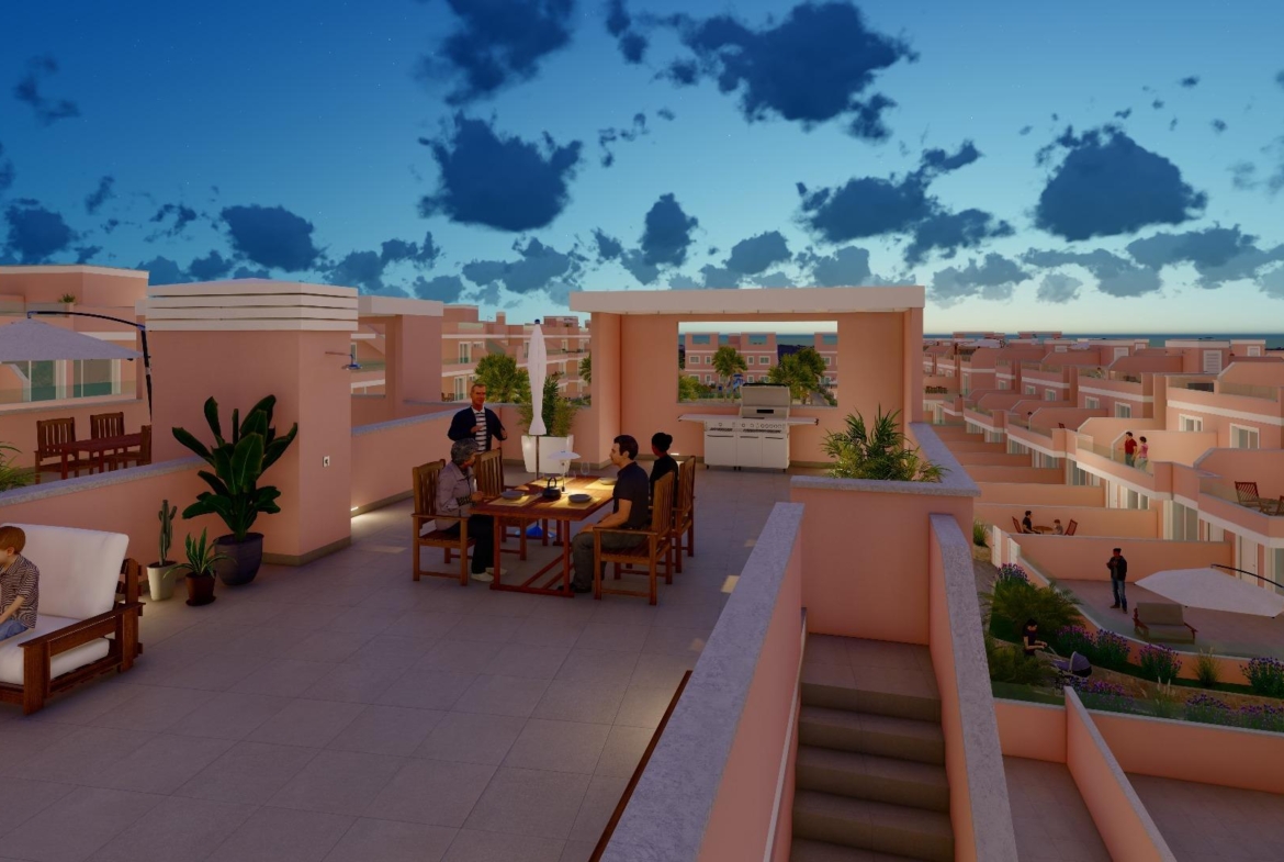 ADOSADOS DE OBRA NUEVA EN PILAR DE LA HORADADA. 3 DORM. 2 BAÑOS. CON PLAZA DE GARAJE Y PISCINA. 83 M2. JARDIN 33 M2. SOLARIUM 34 M2.