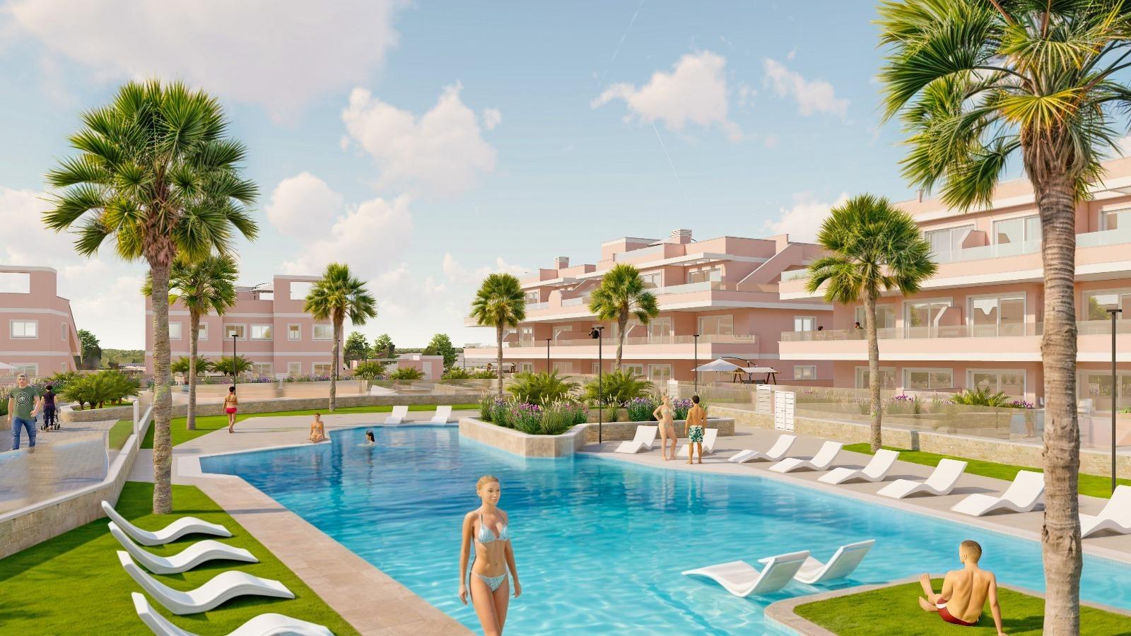 4-2-112 ADOSADOS DE OBRA NUEVA EN PILAR DE LA HORADADA. 3 DORM. 2 BAÑOS. CON PLAZA DE GARAJE Y PISCINA. 83 M2. JARDIN 33 M2. SOLARIUM 34 M2.