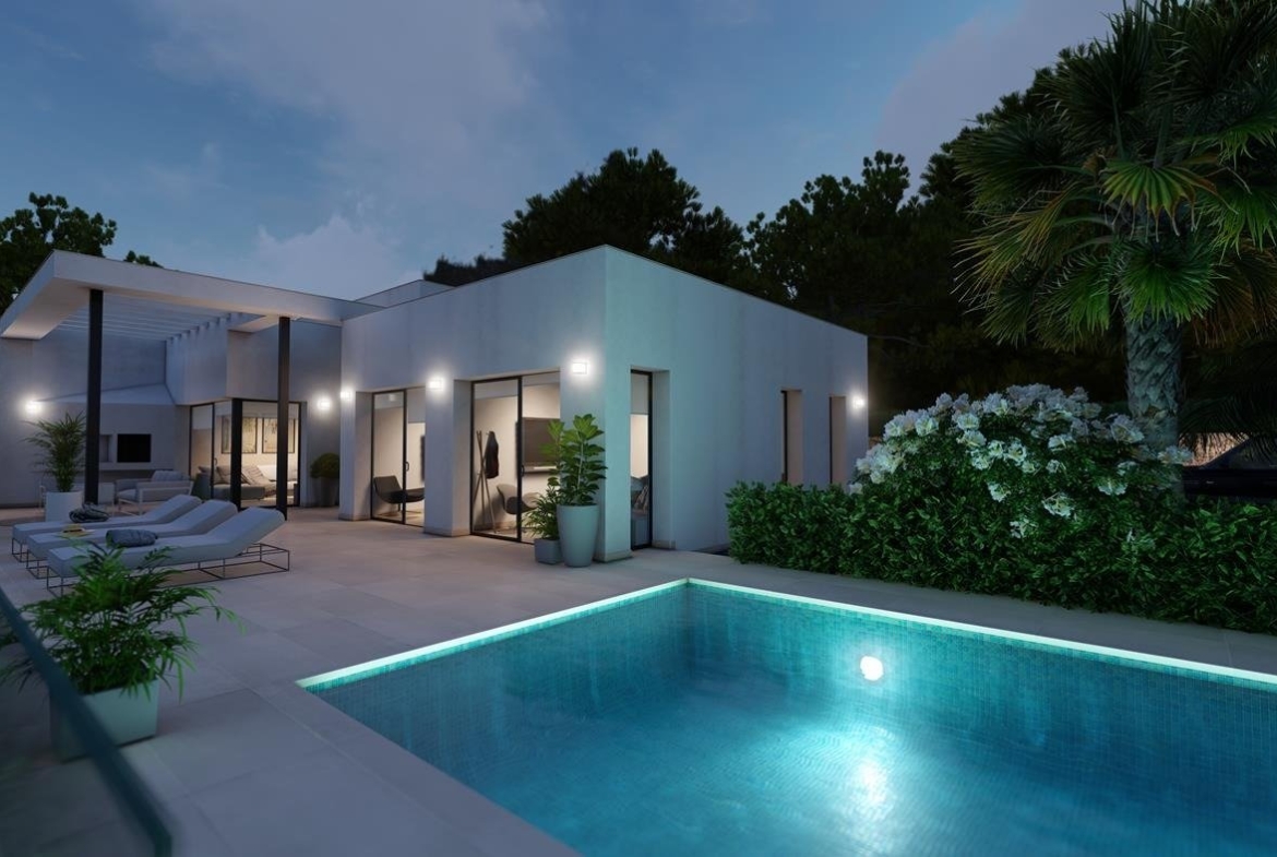 Villa de diseño con vistas al mar y la montaña en Pedreguer