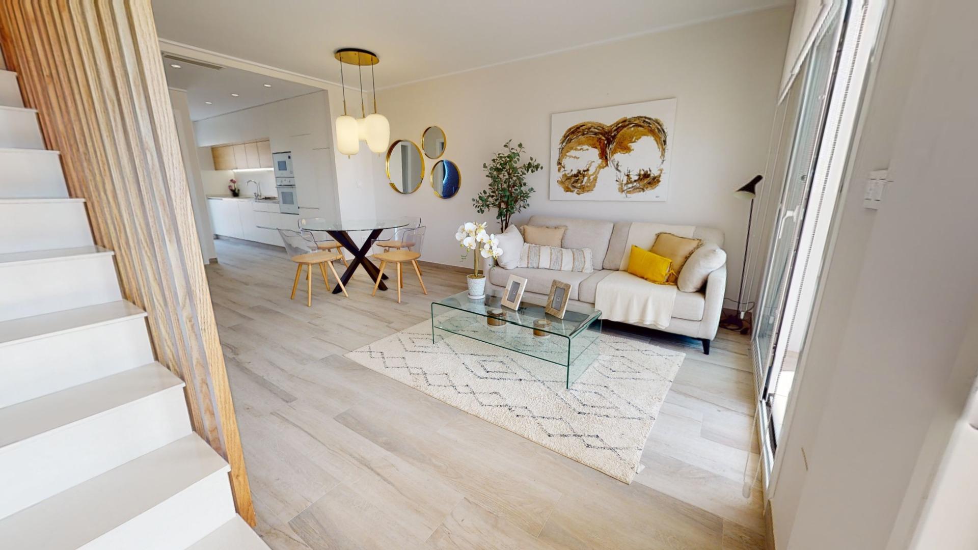 4-29-35 ADOSADOS DE OBRA NUEVA EN PILAR DE LA HORADADA. 3 DORM. 2 BAÑOS. CON PLAZA DE GARAJE Y PISCINA. 83 M2. JARDIN 33 M2. SOLARIUM 34 M2.