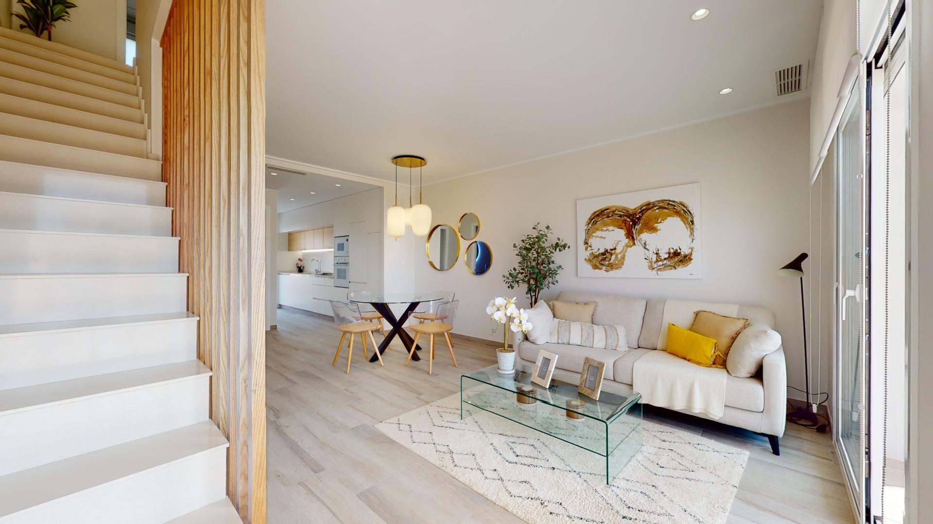 4-31-31 ADOSADOS DE OBRA NUEVA EN PILAR DE LA HORADADA. 3 DORM. 2 BAÑOS. CON PLAZA DE GARAJE Y PISCINA. 83 M2. JARDIN 33 M2. SOLARIUM 34 M2.