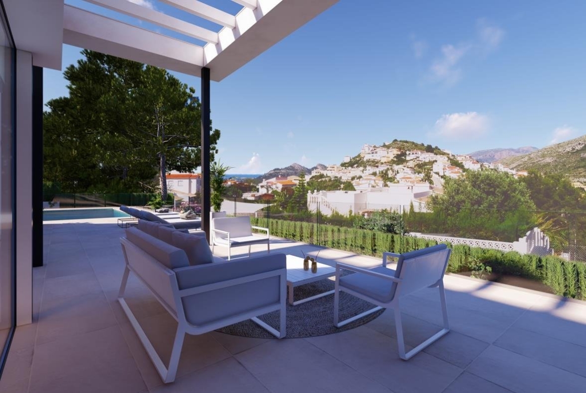 Villa de diseño con vistas al mar y la montaña en Pedreguer