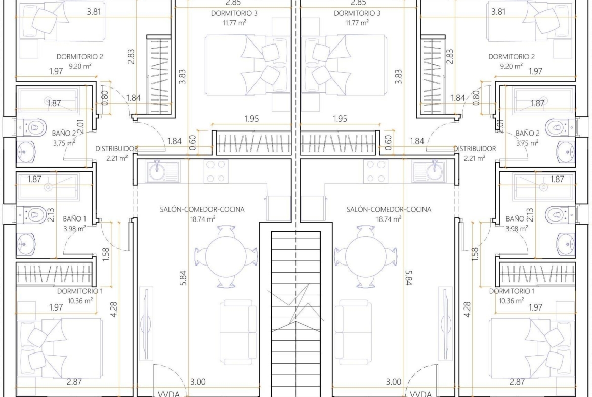 OBRA NUEVA! BUNGALOW EN PLANTA ALTA CON SOLARIUM PRIVADO DE 63 M2. 3 DORM. 2 BAÑOS. SUPERFICIE 71 M2.