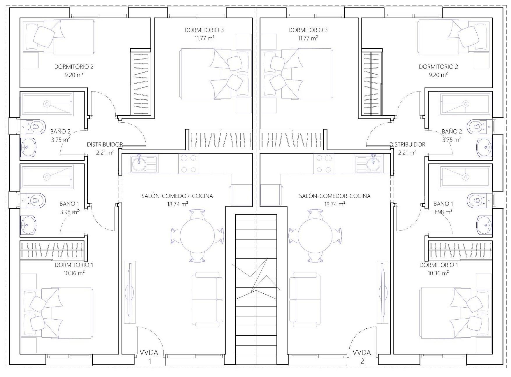 OBRA NUEVA! BUNGALOW EN PLANTA ALTA CON SOLARIUM PRIVADO DE 63 M2. 3 DORM. 2 BAÑOS. SUPERFICIE 71 M2.