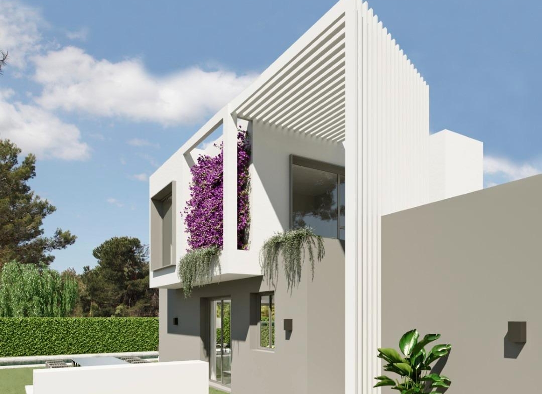 Detached houses with garden and pool
