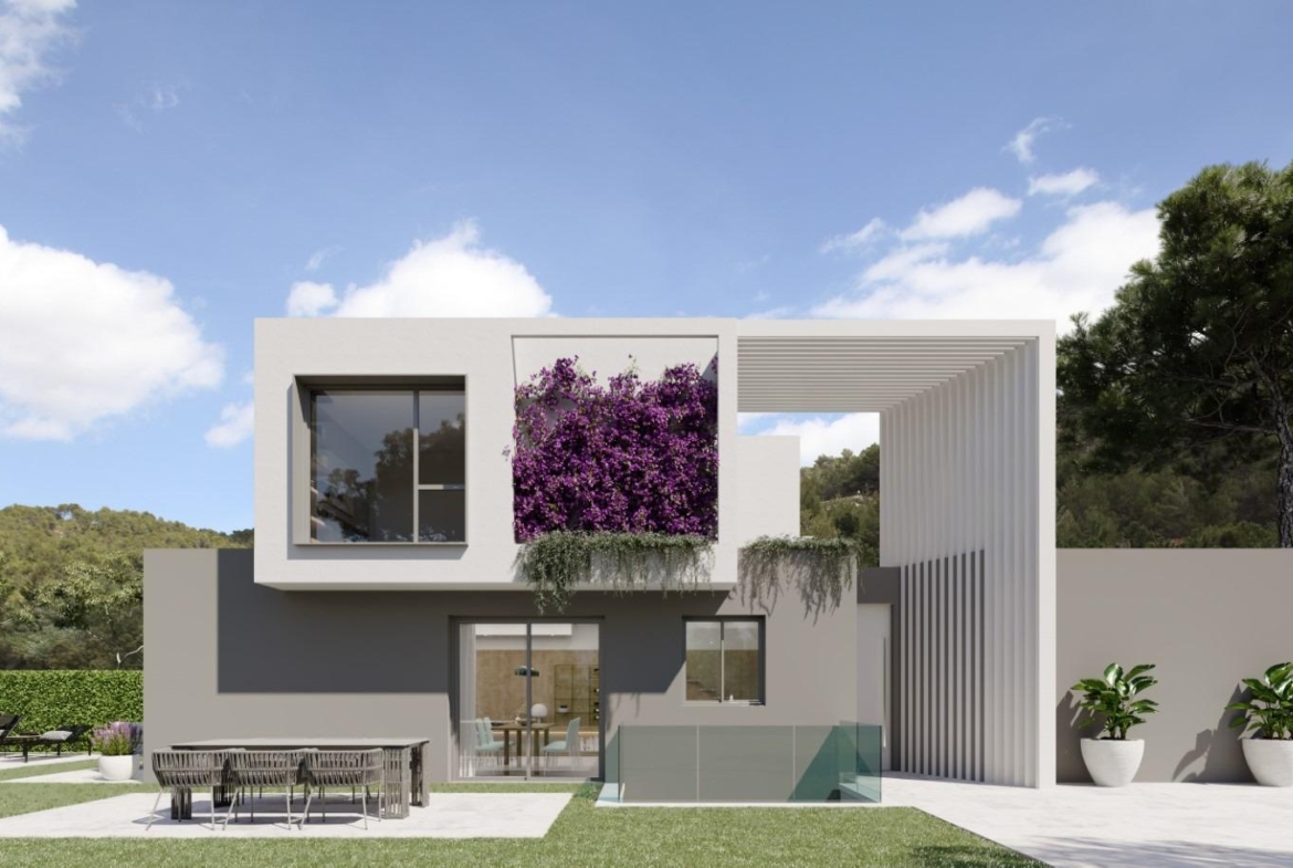 Detached houses with garden and pool