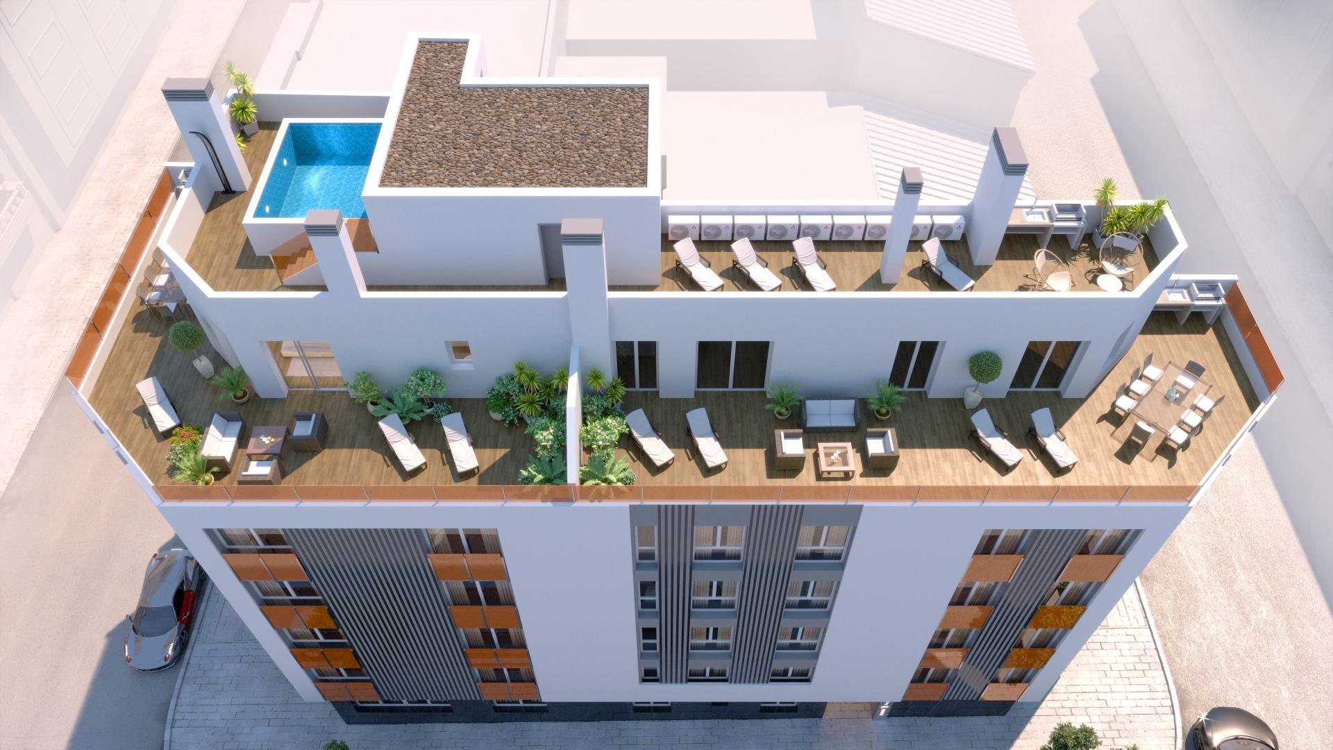 Nueva construcción de edificio moderno en el corazón de Las Carolinas en Alicante.