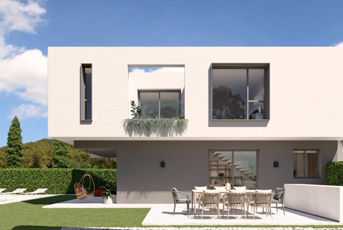 Detached houses with garden and pool