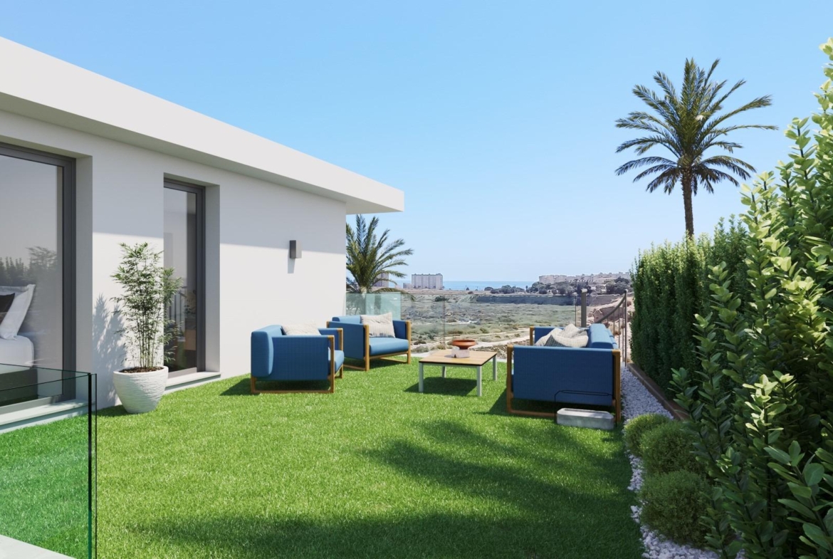 Detached houses with garden and pool