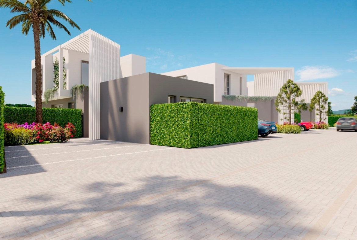 Detached houses with garden and pool