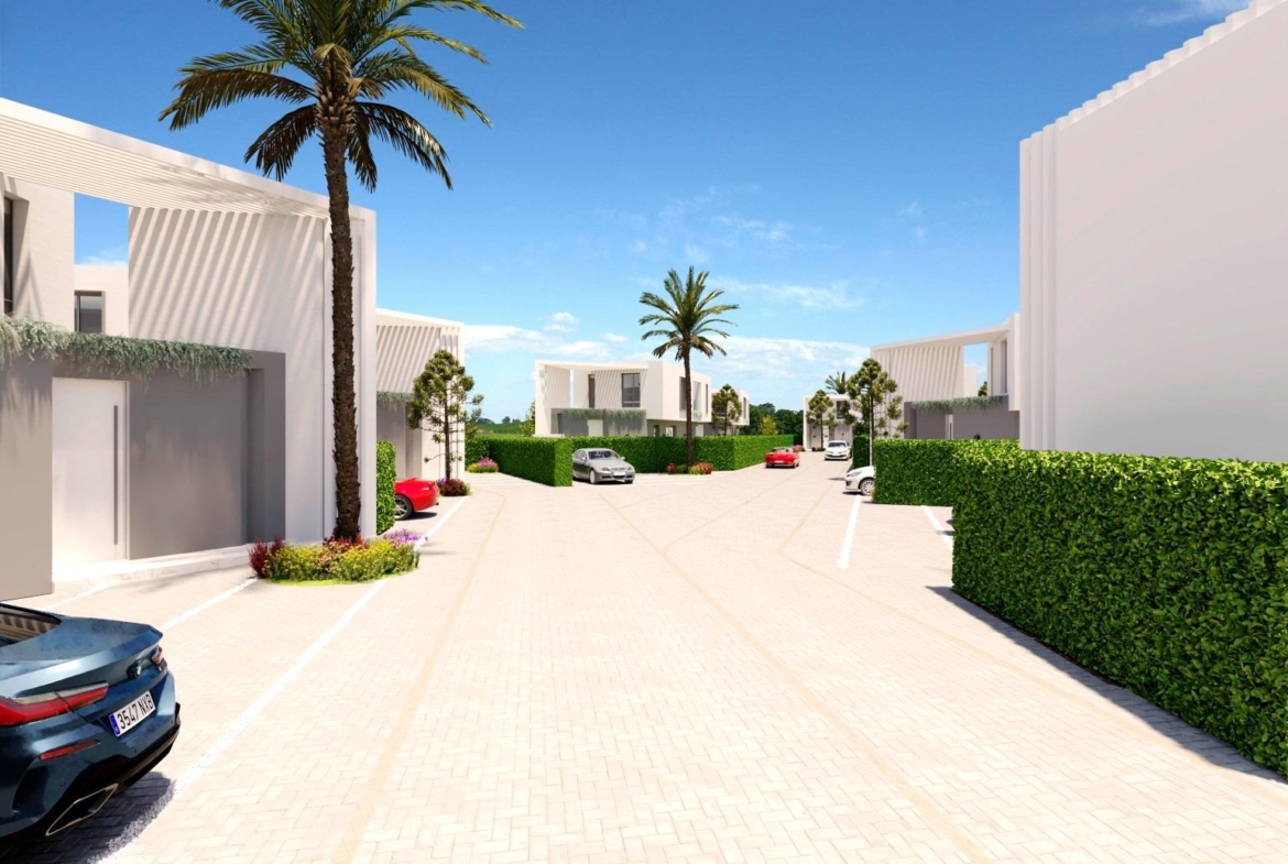Detached houses with garden and pool