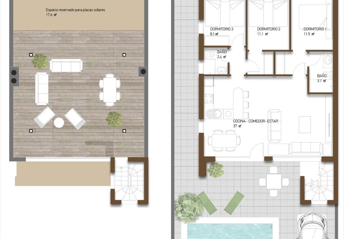 VILLA DE LUJO EN (LA PINILLA) MURCIA. PISCINA. 3 DORM. 2 BAÑOS. PARCELA 200 M2. OPLOSMIDDEL 62 M2.